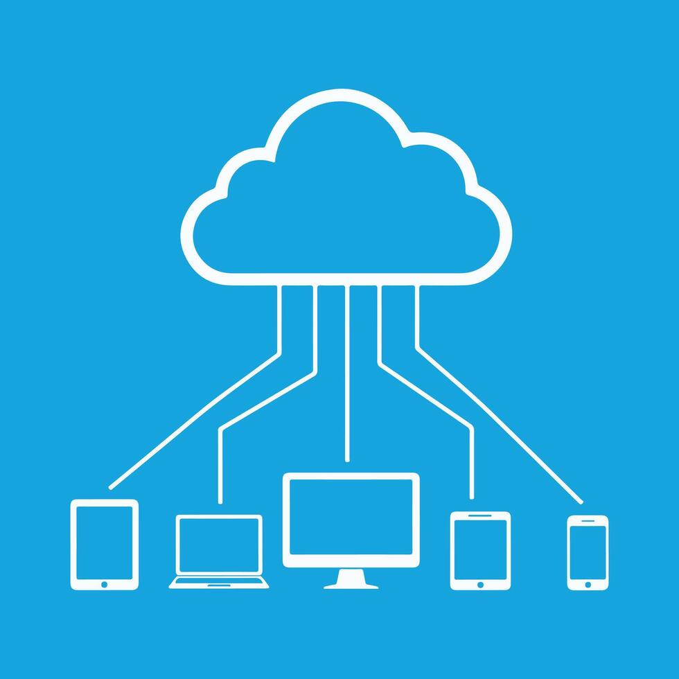 Cloud computing concept with connected devices technology vector