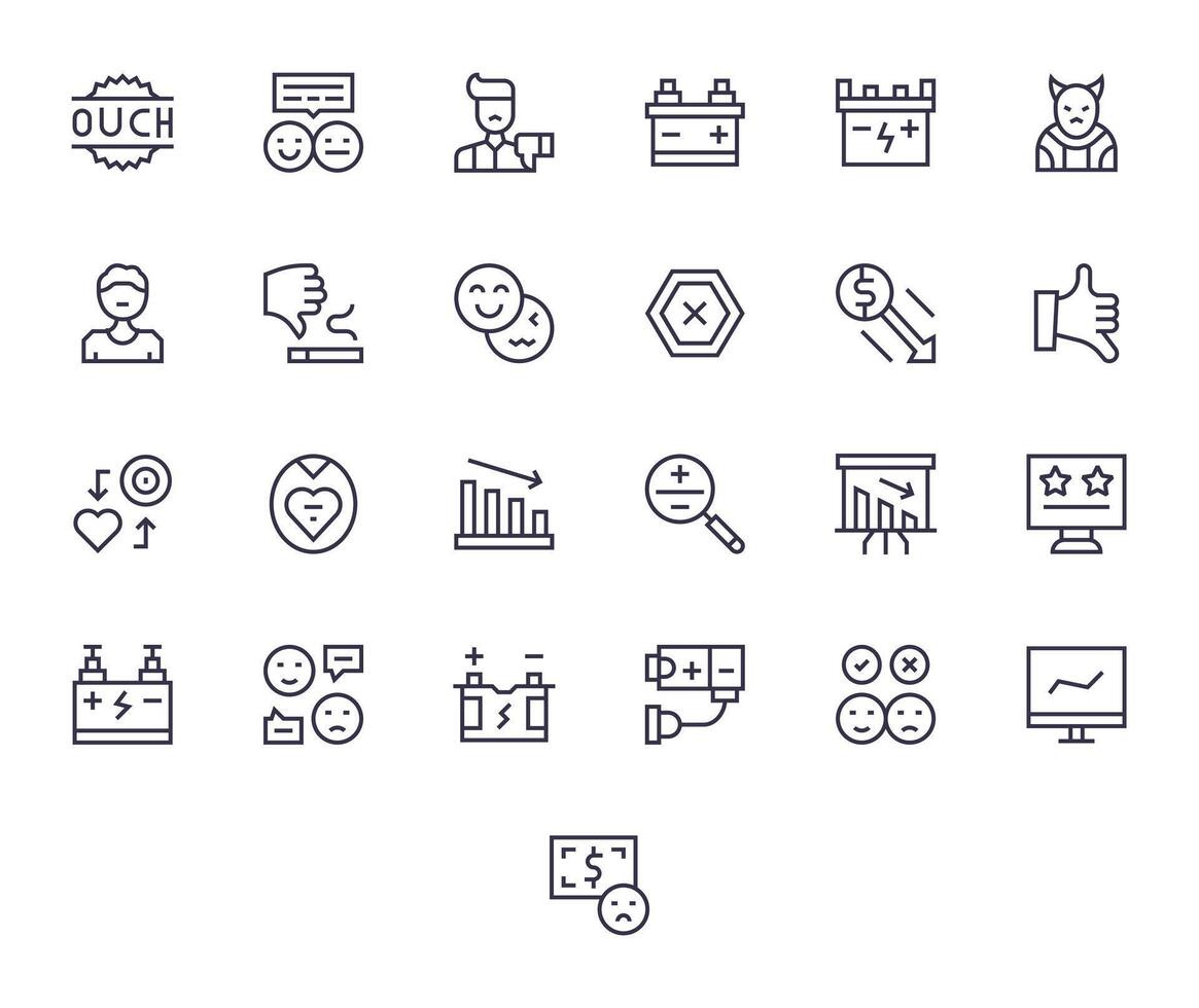 25 64x64 Icons for Negative in Editable Regular Line Format vector