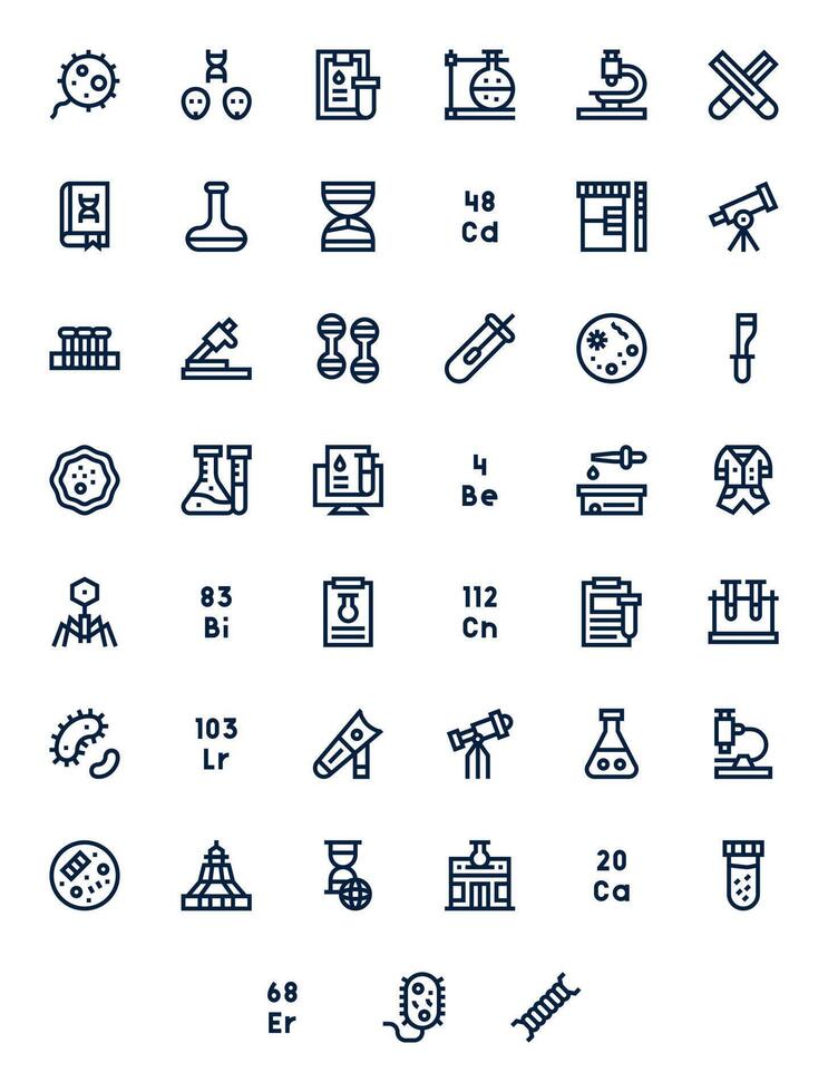 45 Icons for Scientific optimized in Display Perfect 256x256 Bold Line resolution vector