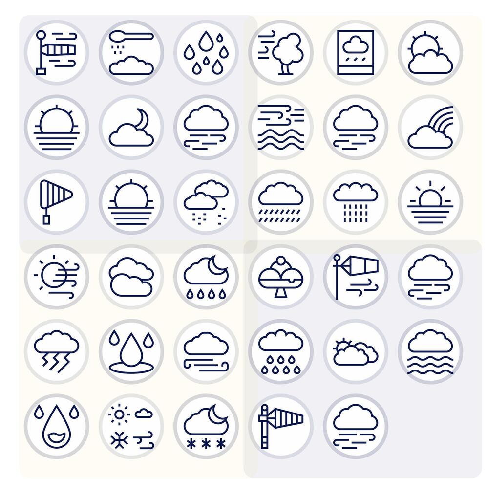 35 Regular Line Editable High Resolution Icons from Meteorology Suite vector