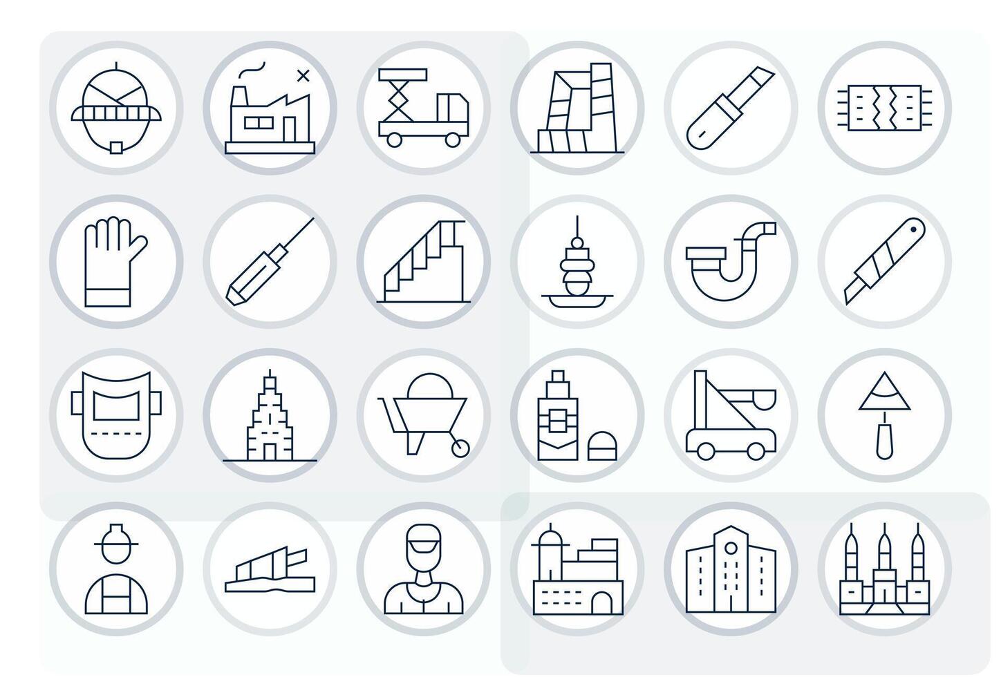 Construction Icon Toolkit featuring 24 Display Perfect 256x256 Thin Line elements vector