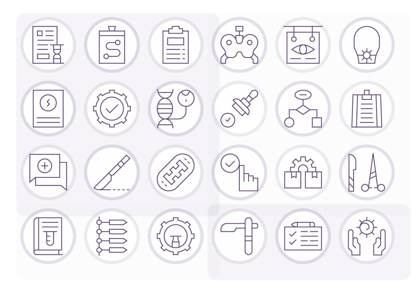 24 High Resolution Icons for Procedure in Display Perfect Thin Line Format vector