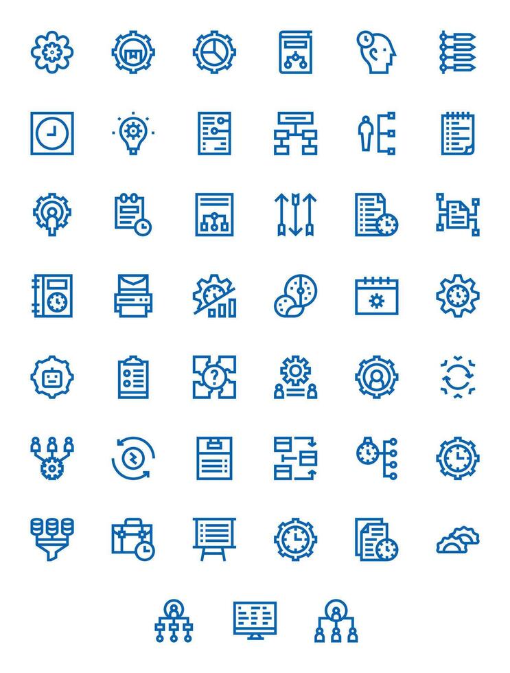 Workflow Icon Library with 45 Bold Line 256x256 Editable Designs vector