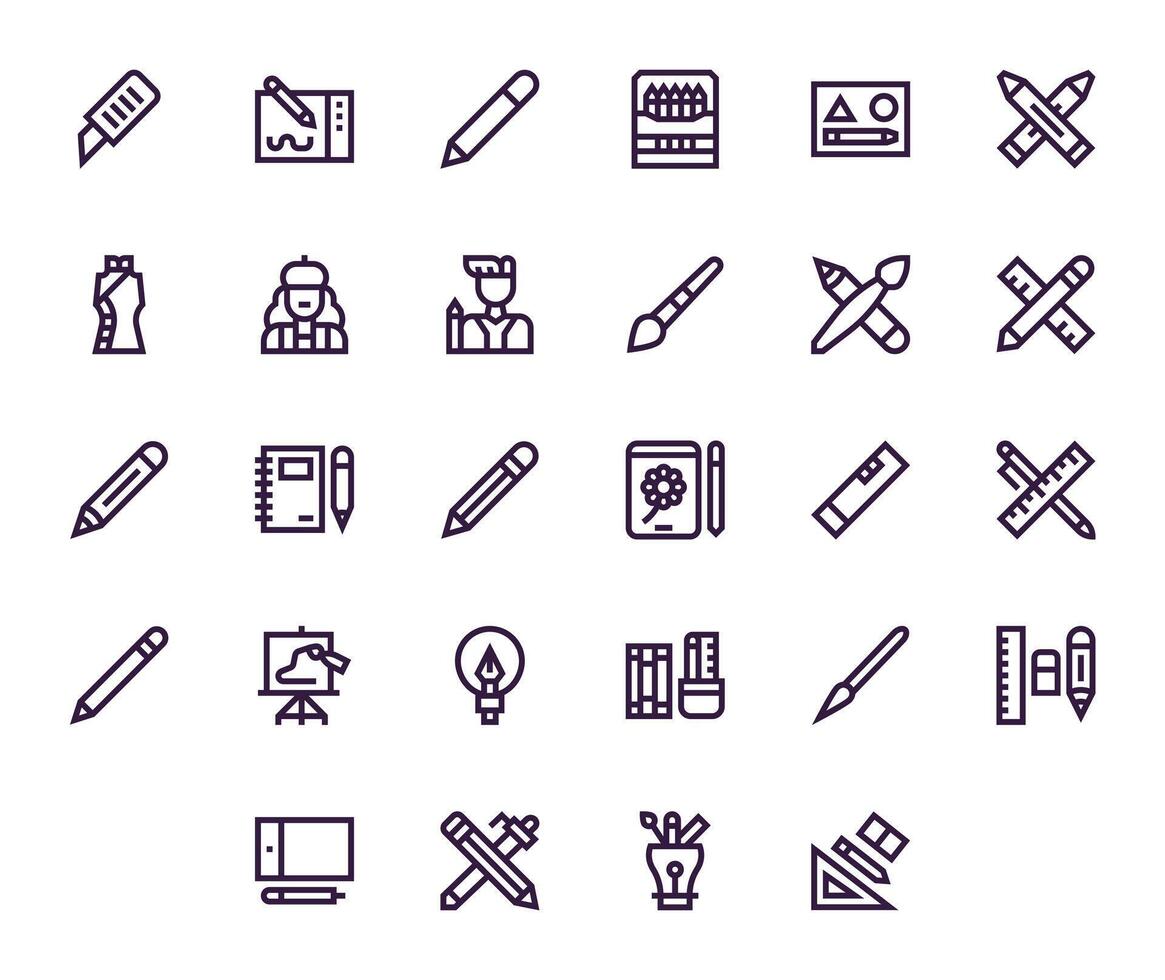 28 Bold Line Icons from Sketching in High Resolution Editable Quality vector