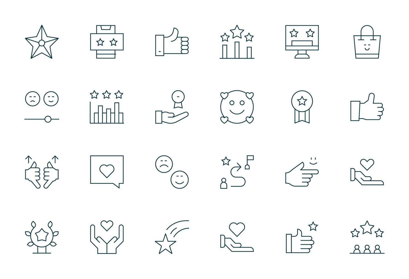 24 Thin Line Icons from Customer Satisfaction in 128x128 Pixel Optimized Quality vector