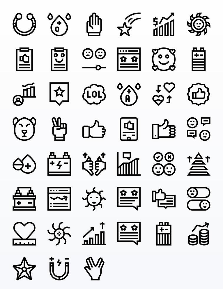 45 128x128 Bold Line Icons optimized for Positive Pixel Aligned display vector