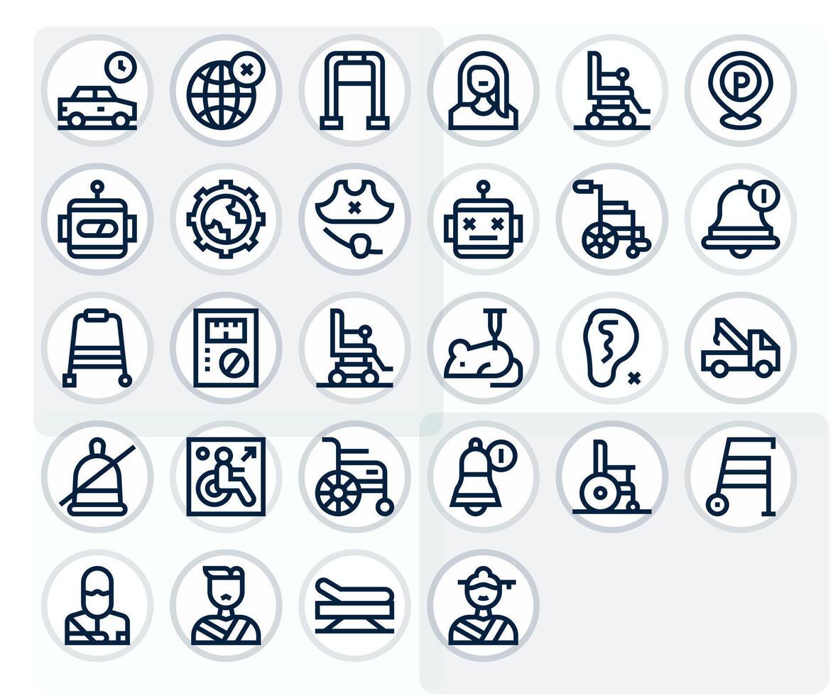 28 128x128 Bold Line Icons optimized for Disabled PIXEL Perfect display vector