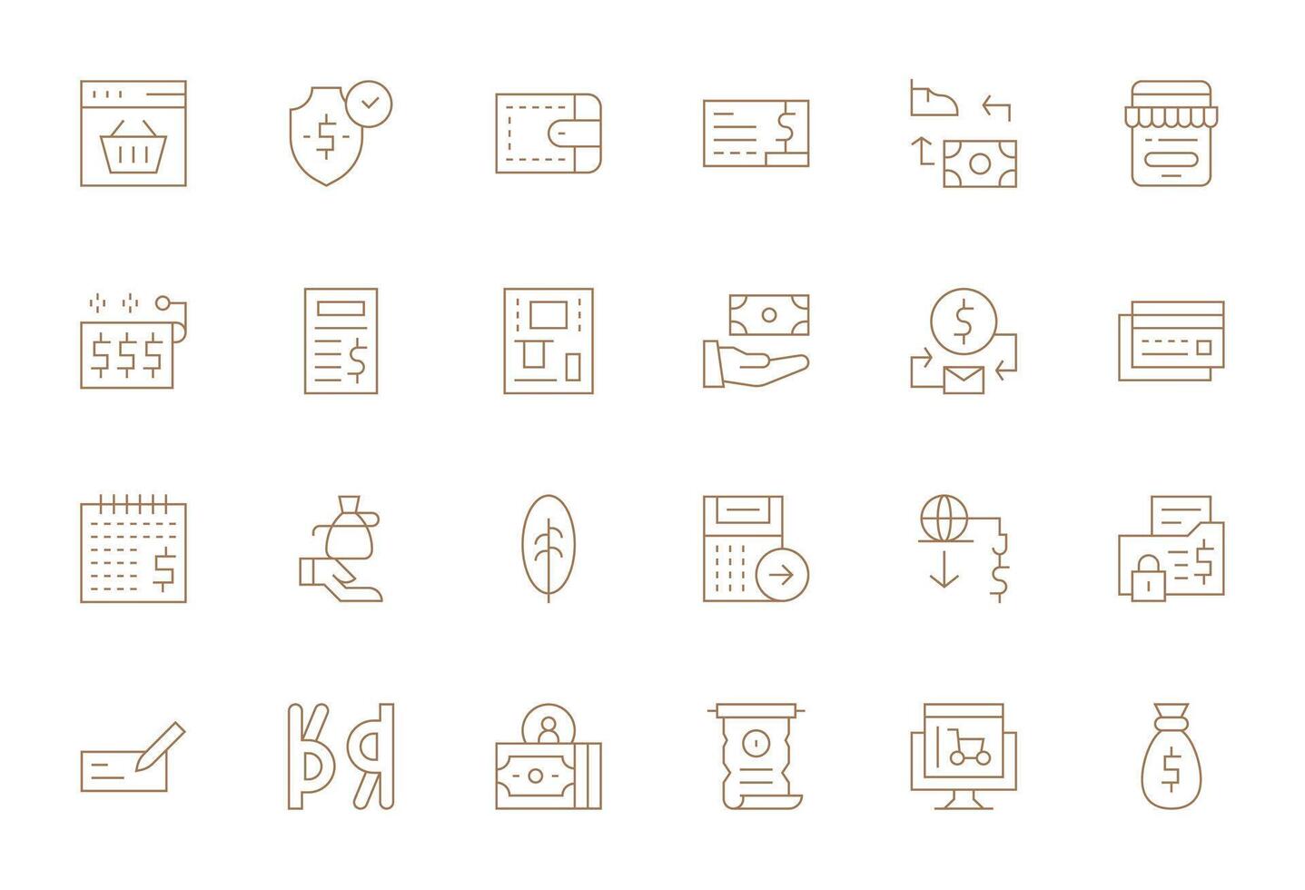 24 Delgado línea píxel optimizado alto resolución íconos desde pago suite vector