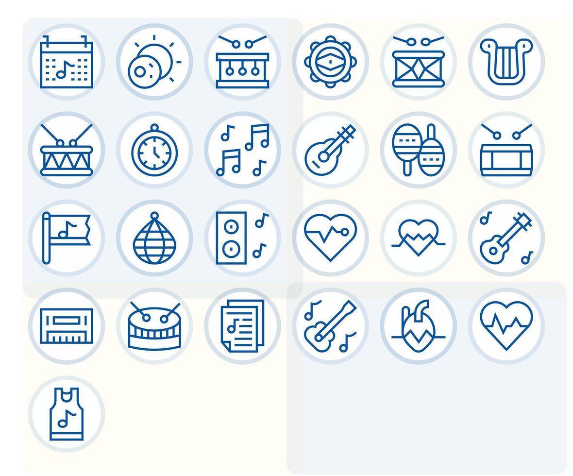 25 128x128 Regular Line Icons optimized for Rhythm Pixel Optimized display vector