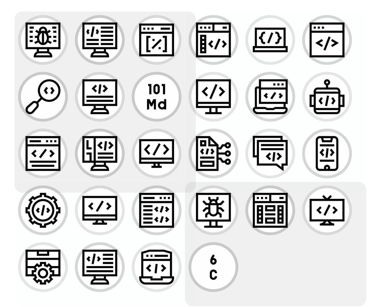28 Bold Line Icons designed for Coding in Retina Ready Editable format vector