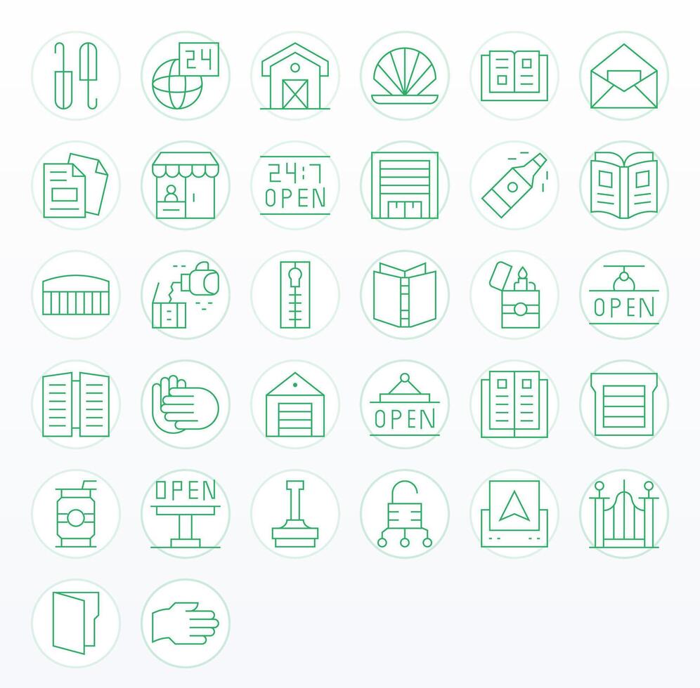 Open Modern Collection with 32 Thin Line High Resolution Detail Enhanced Icons vector