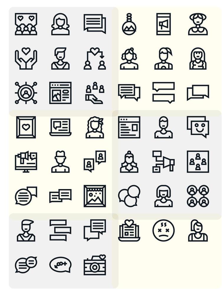 Social Media Icon Set with 45 Bold Line High Resolution Display Perfect Graphics vector
