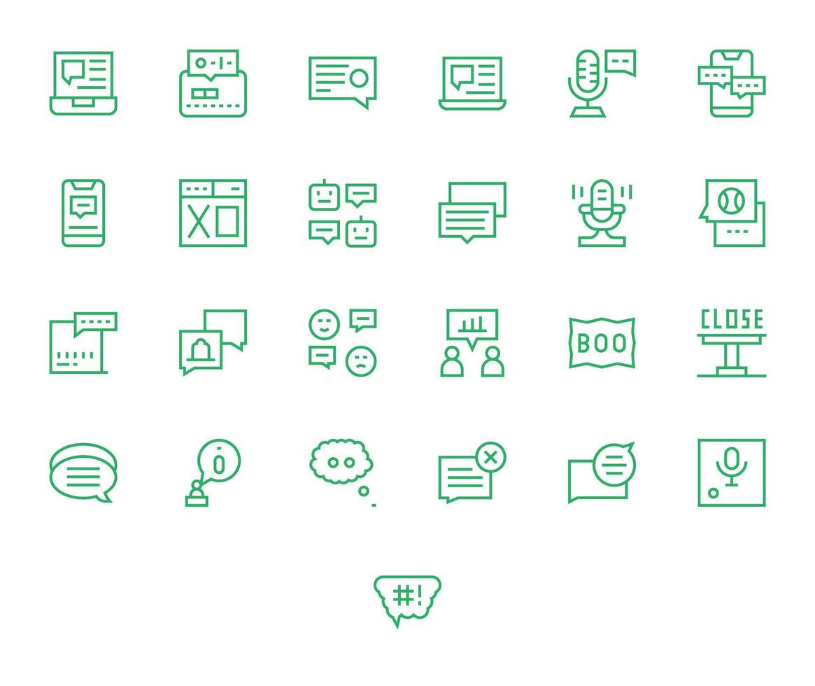 Dialog Icon Toolkit featuring 25 Display Perfect High Resolution Regular Line elements vector