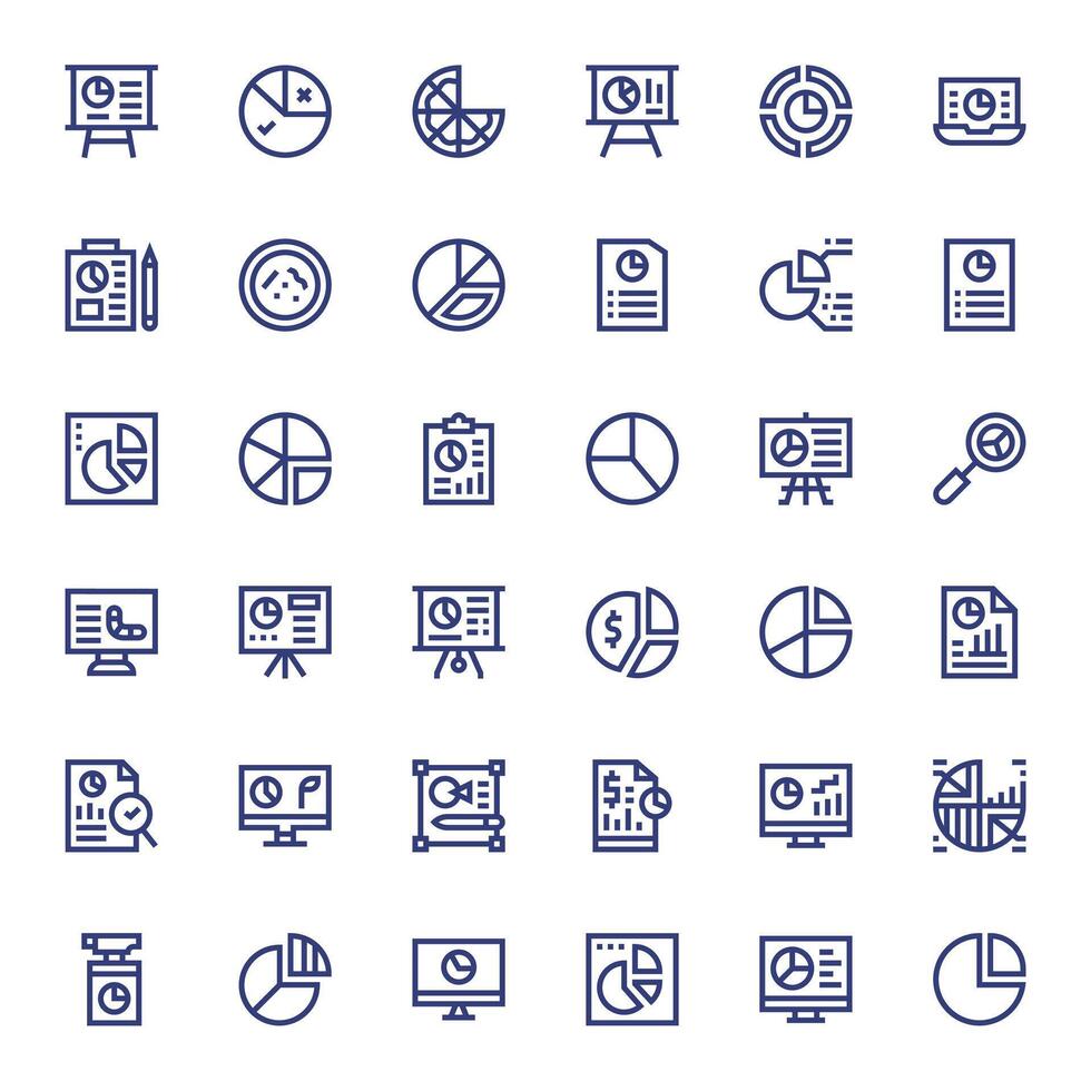 Pie Chart Display Perfect Set with 36 256x256 Bold Line Icons vector