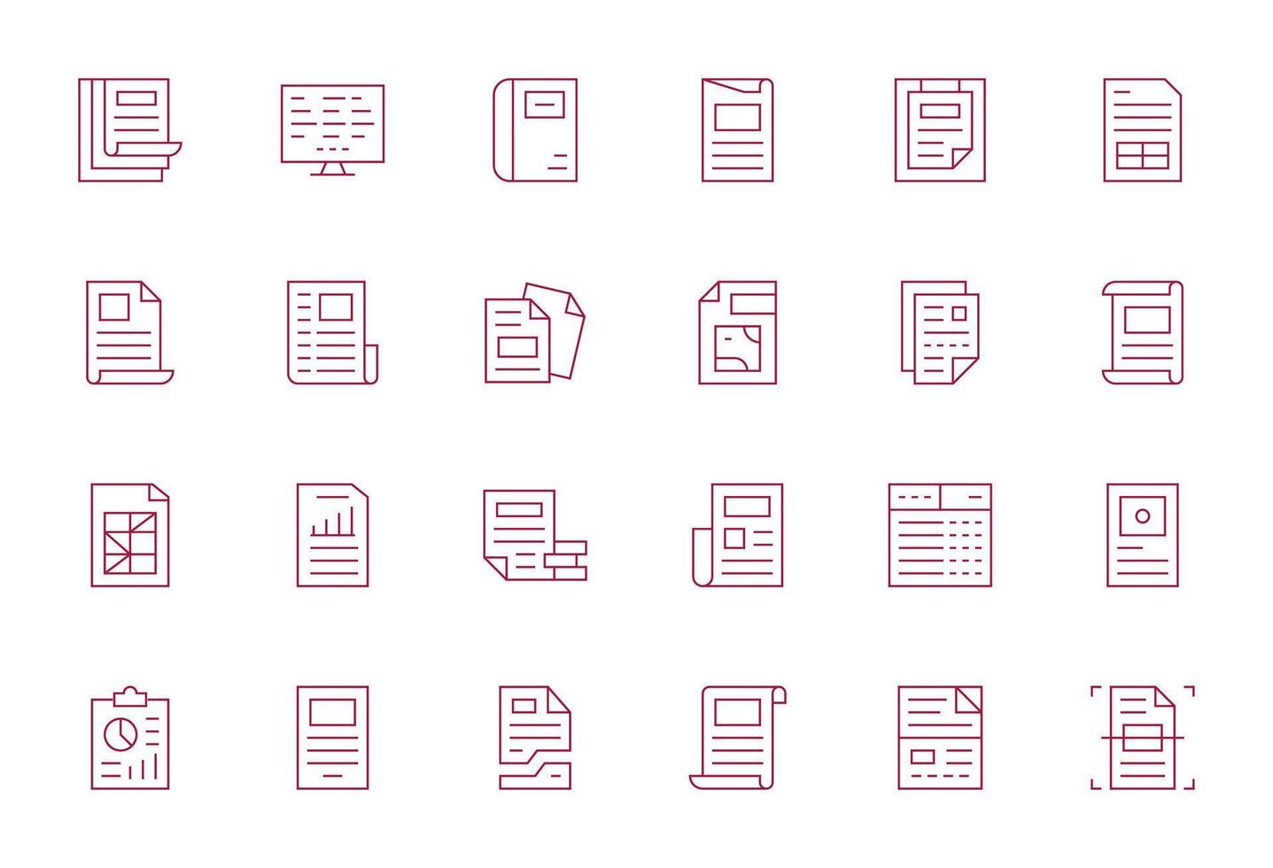 24 64x64 Icons for Excel in Detail Enhanced Thin Line Format vector