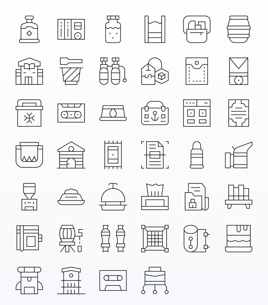 40 Thin Line Pixel Aligned Icons tailored for Storage 256x256 interface vector