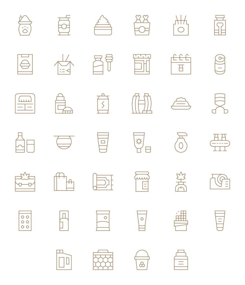 40 Pixel Optimized Thin Line Icons from Packaging Collection vector