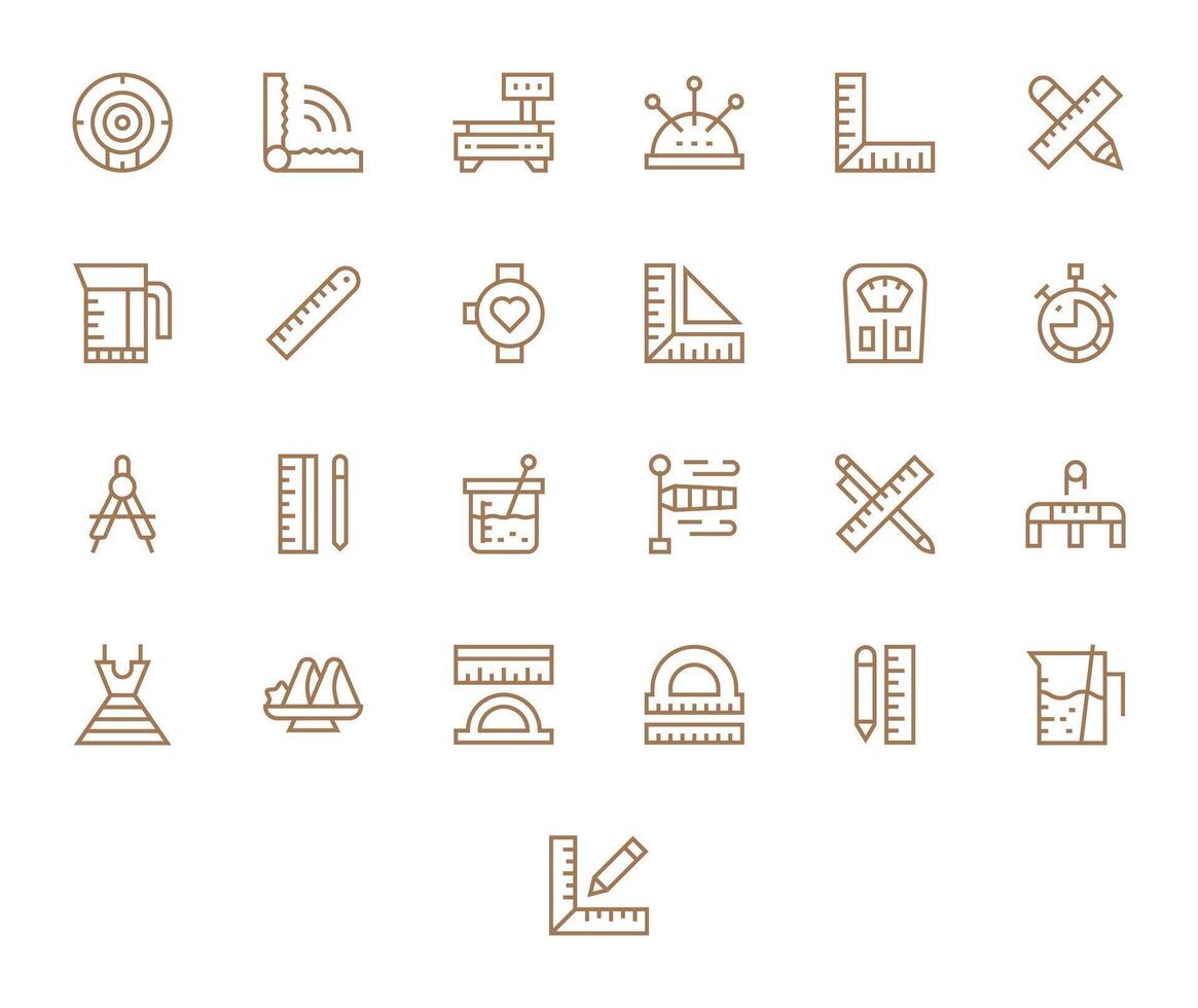 Measuring Icon Toolkit featuring 25 Pixel Aligned 128x128 Regular Line elements vector