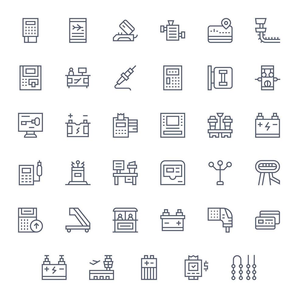 35 Regular Line Pixel Optimized Designs for Terminal 256x256 Icons vector