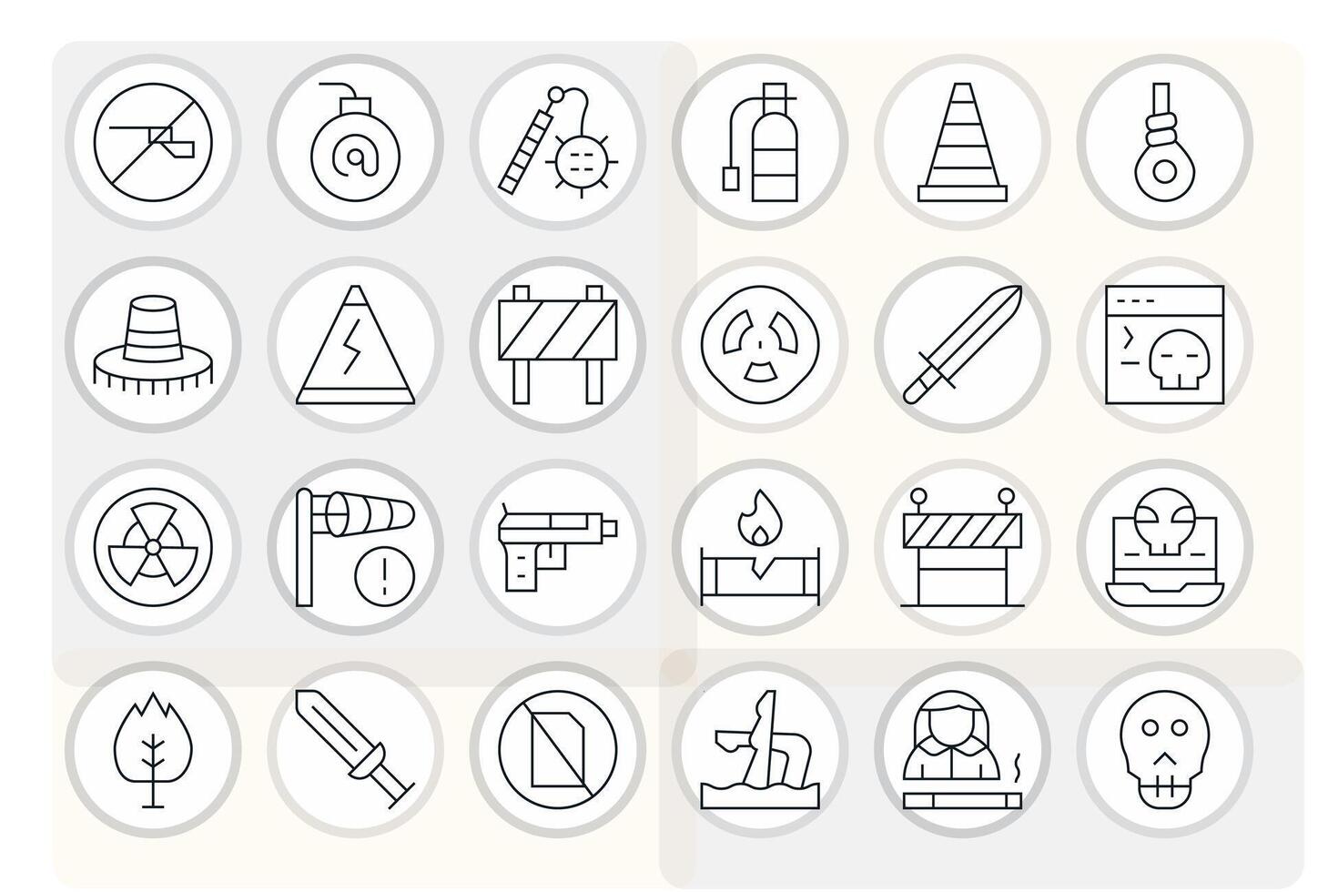 24 Thin Line Pixel Optimized Icons crafted for Danger High Resolution applications vector