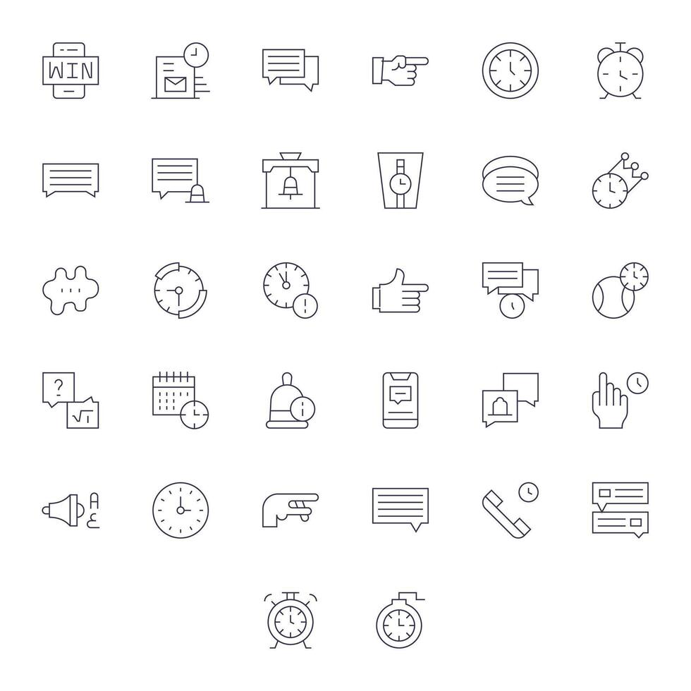 32 Icons for Prompt featuring 256x256 Pixel Aligned Thin Line Graphics vector