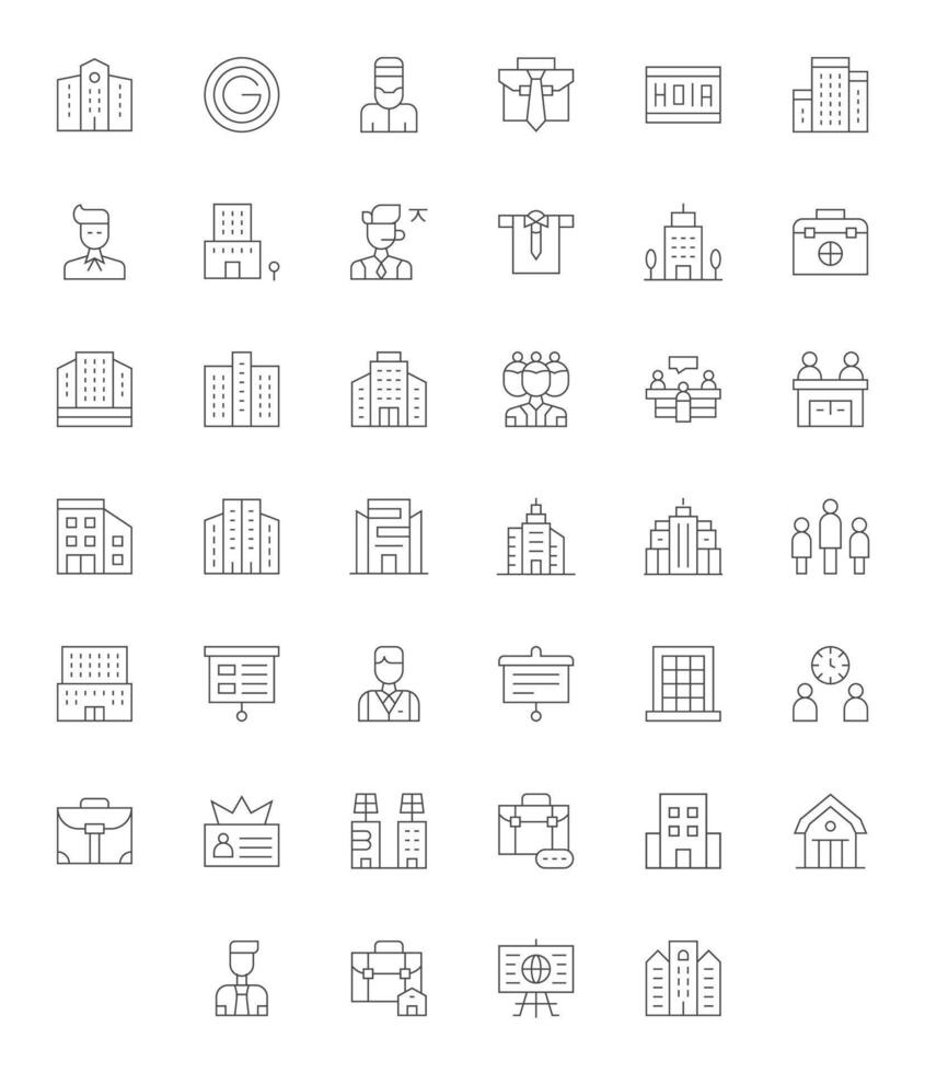 Corporate Comprehensive Bundle with 40 Pixel Optimized Thin Line 256x256 Icons vector