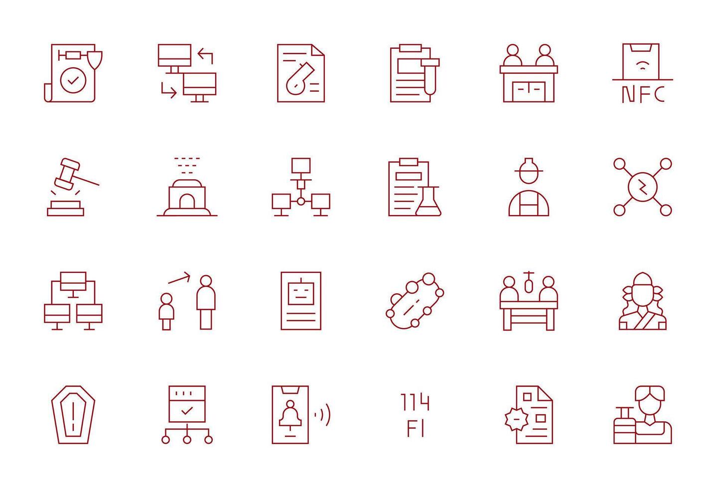 Protocol Premium Bundle with 24 128x128 Detail Enhanced Thin Line Icons vector