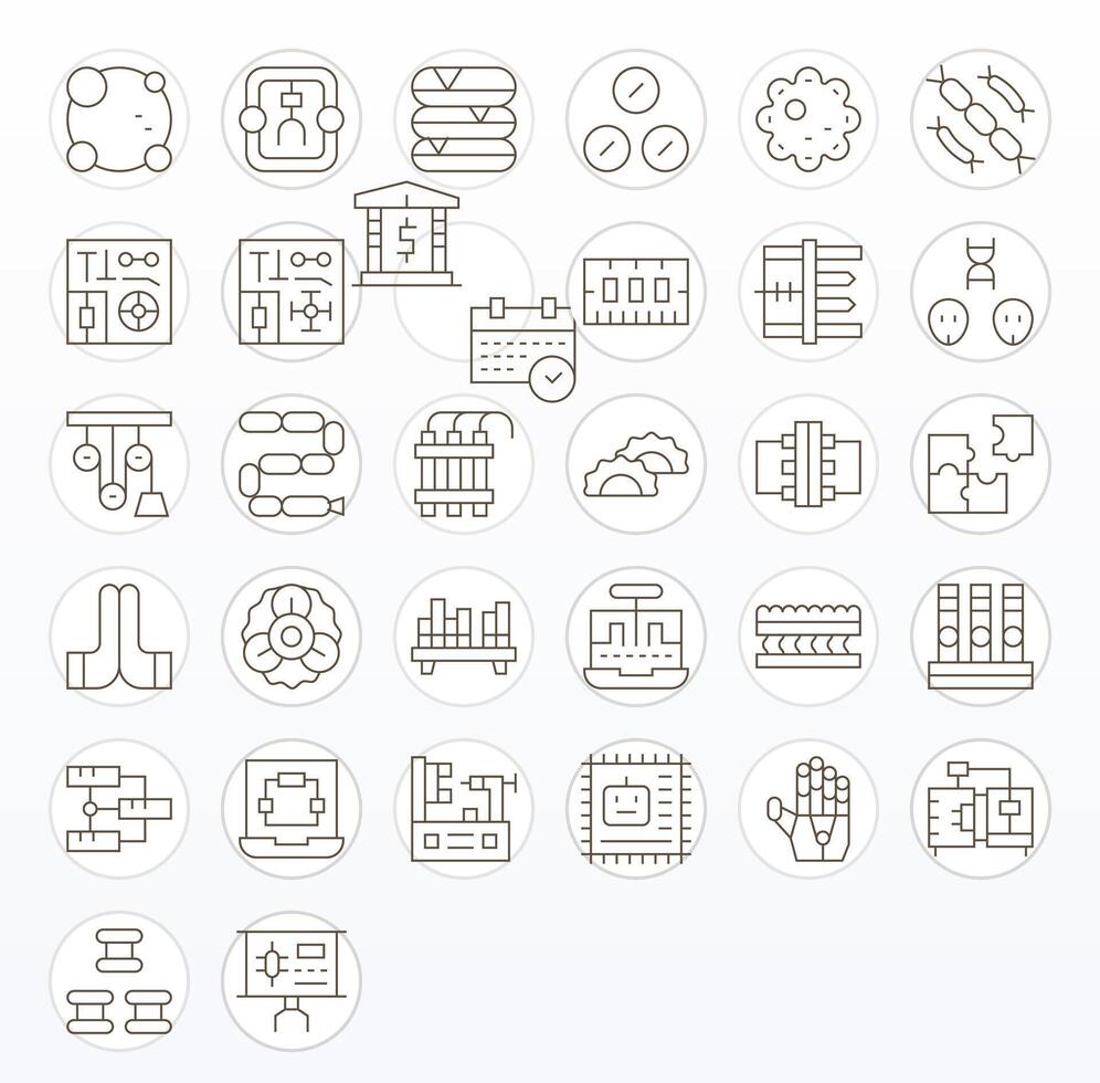 Components Design Icons featuring 32 Editable Thin Line Style vector