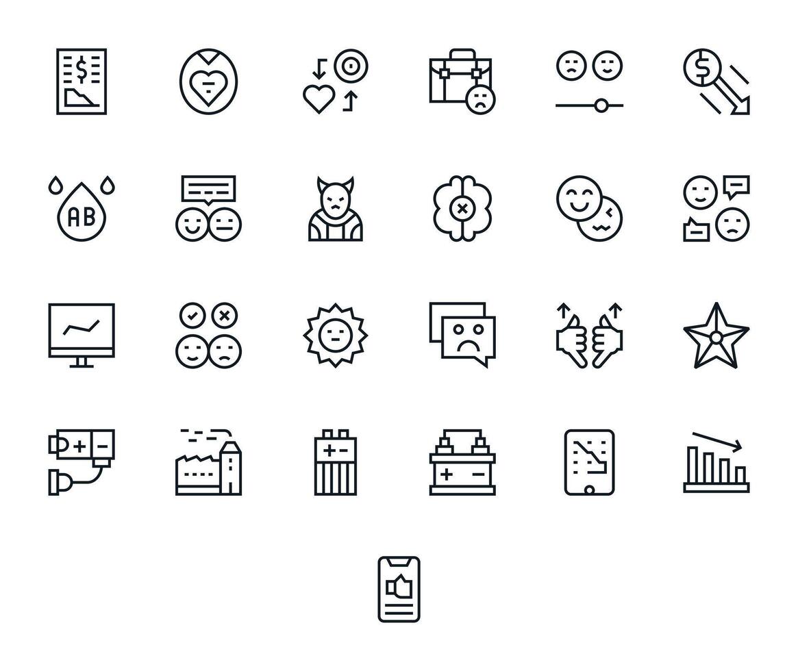 25 Regular Line Icons for Negative in crisp 256x256 Detail Enhanced resolution vector