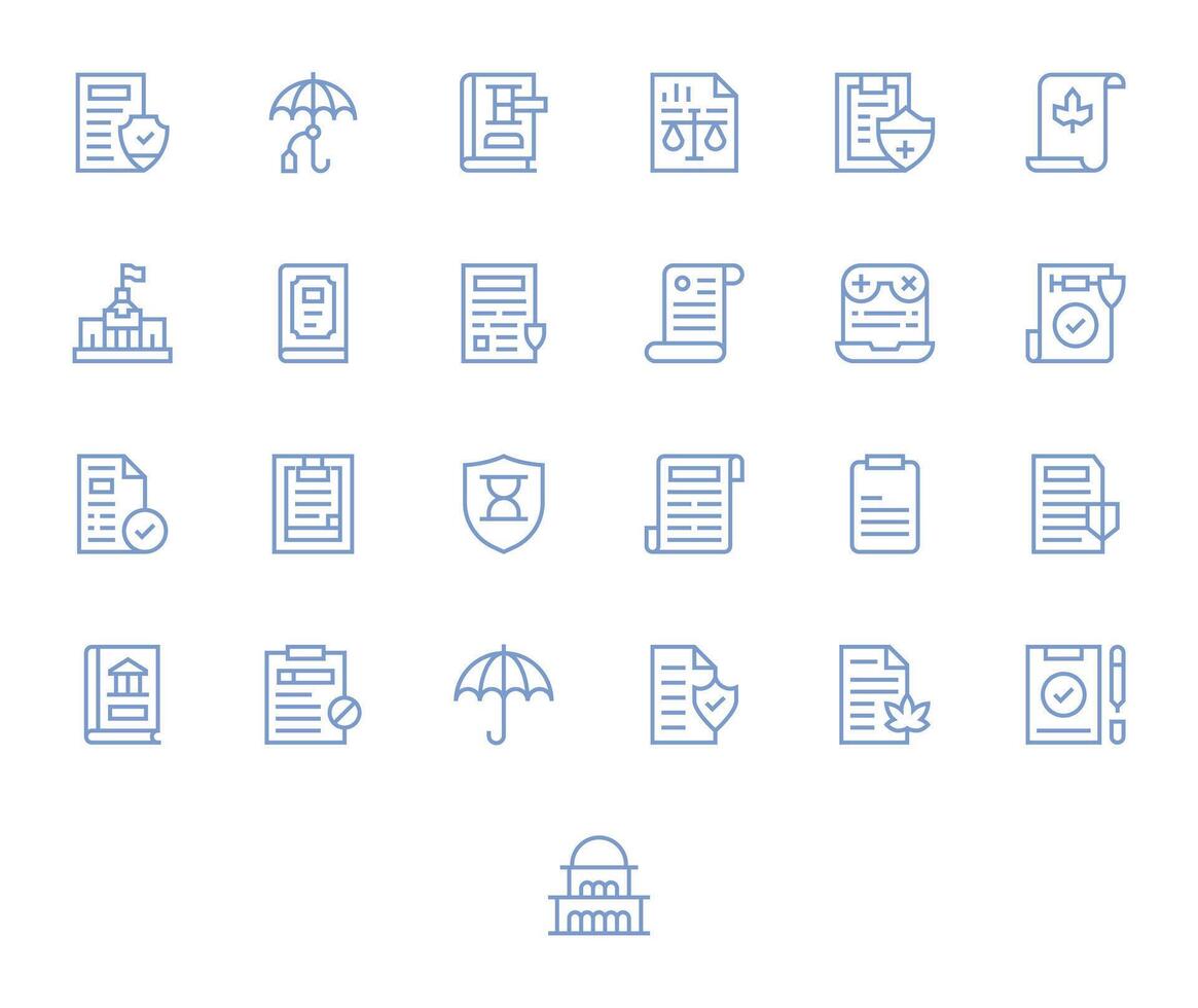 25 Regular Line Icons designed for Policy in Retina Ready Pixel Aligned format vector