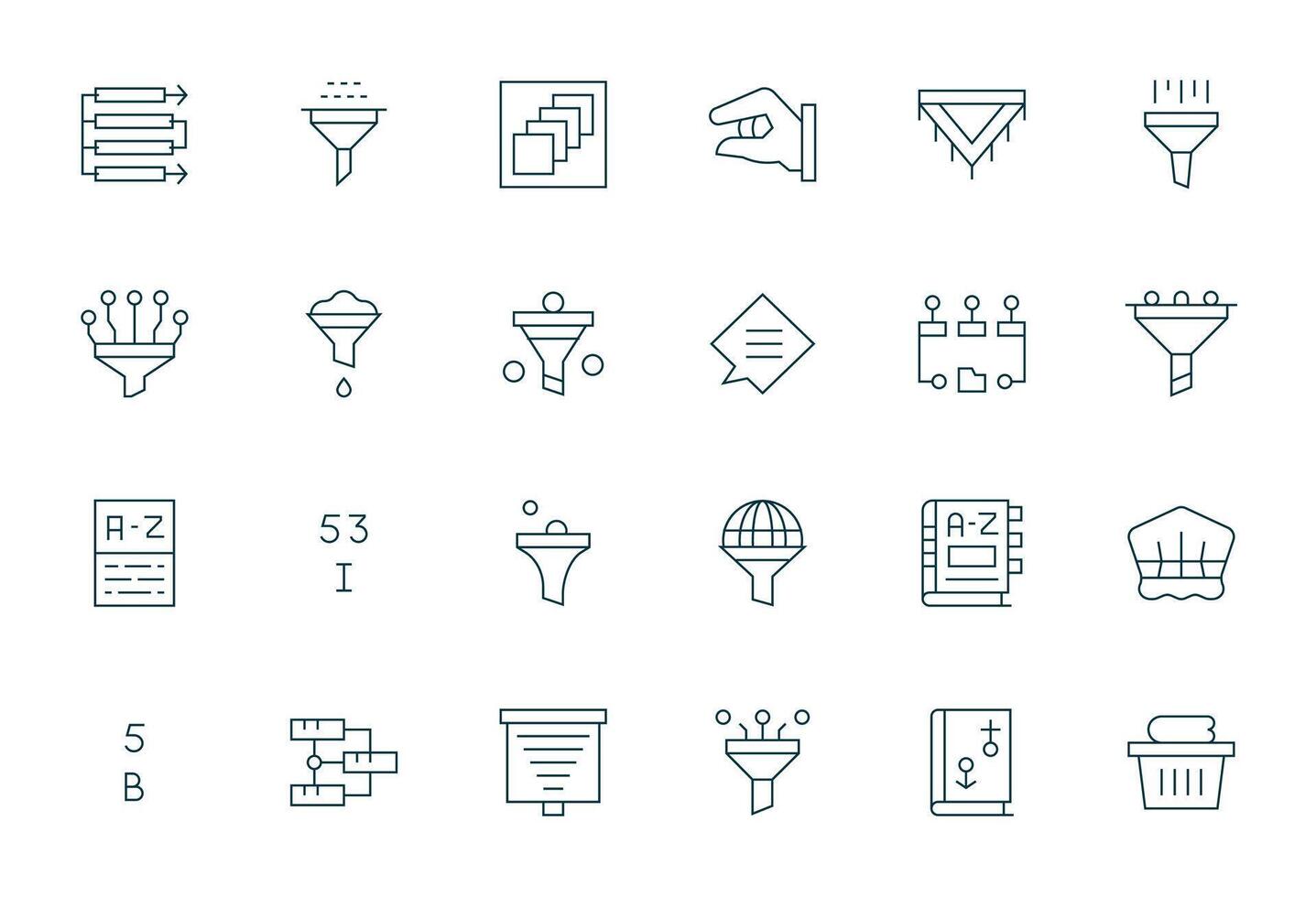 Sorting Icon Repository containing 24 Thin Line High Resolution Editable graphics vector