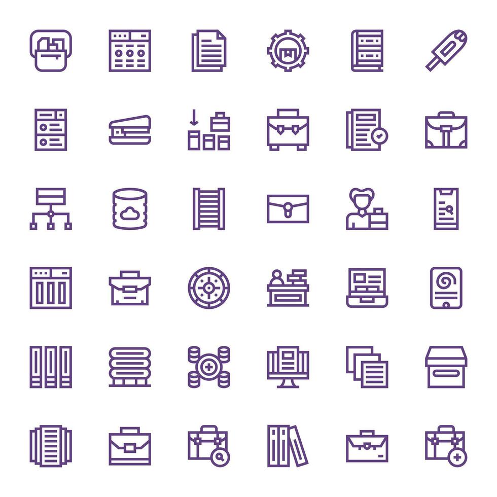 Files Essential Set including 36 Grid Fitted Bold Line 64x64 Icons vector