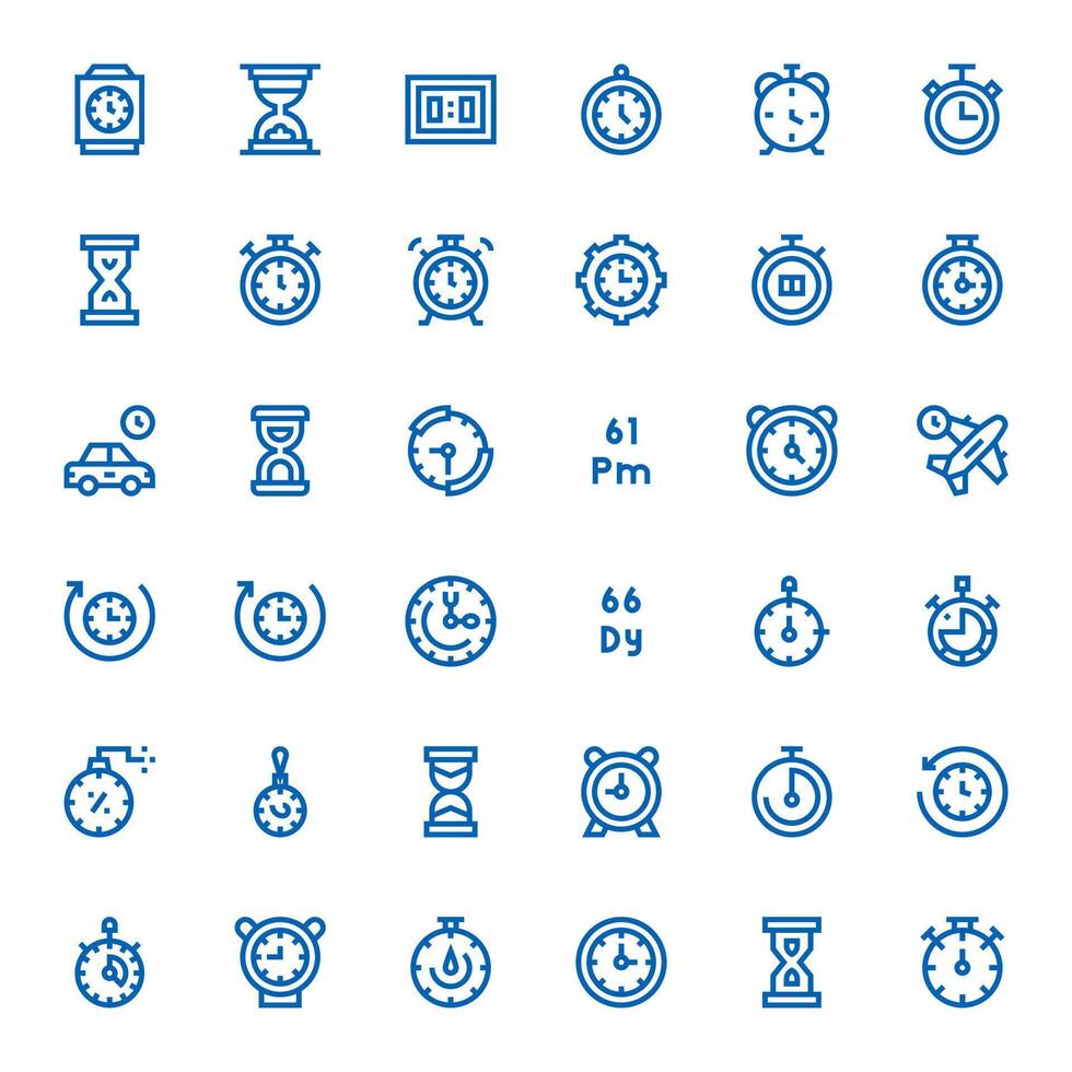 36 Bold Line Pixel Optimized Icons tailored for Countdown 256x256 interface vector