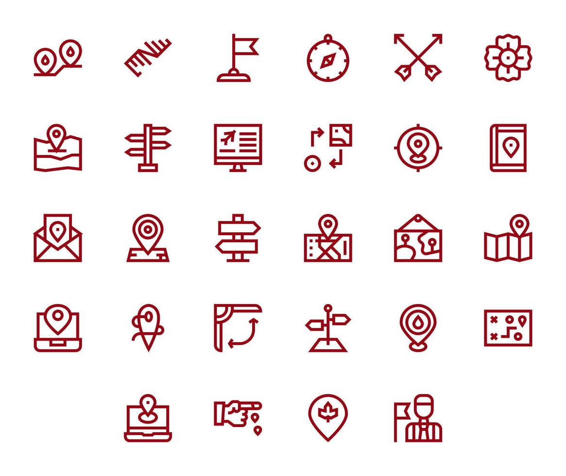28 Bold Line Pixel Optimized Vectors for Route Theme