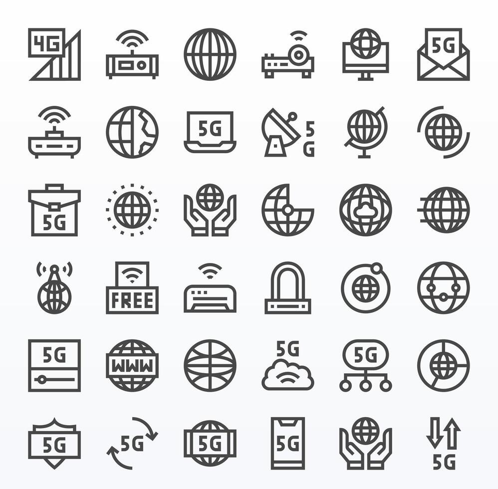 36 Bold Line Pixel Optimized Icons tailored for Internet Access 128x128 interface vector