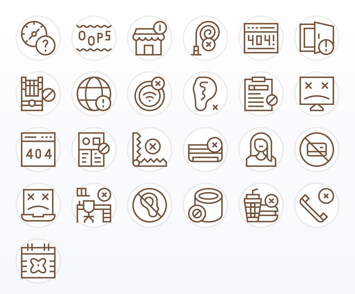 25 Pixel Optimized Regular Line Icons designed for Unavailable Interface vector