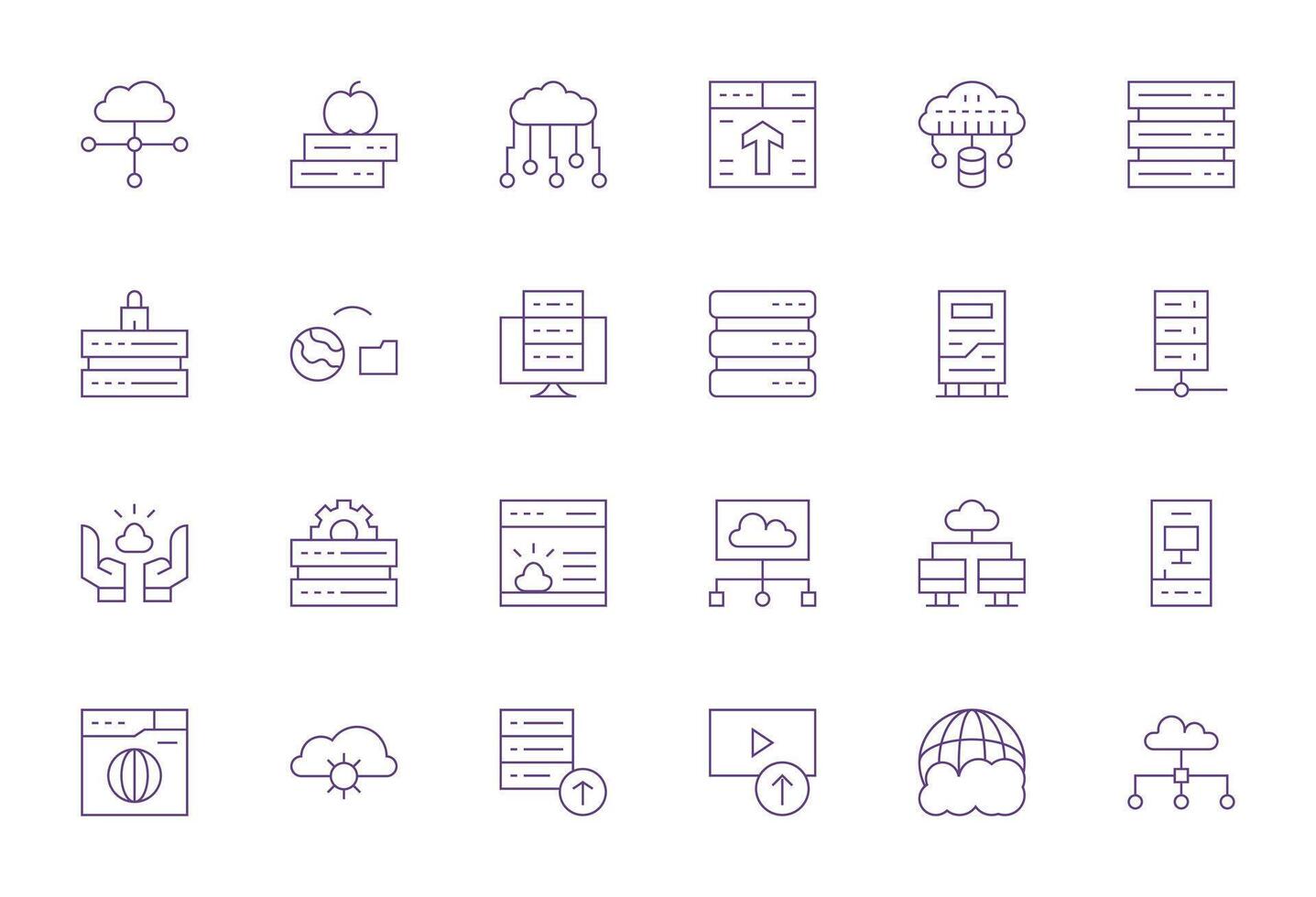 Hosting Exclusive Set featuring 24 Thin Line Pixel Optimized High Resolution Icons vector