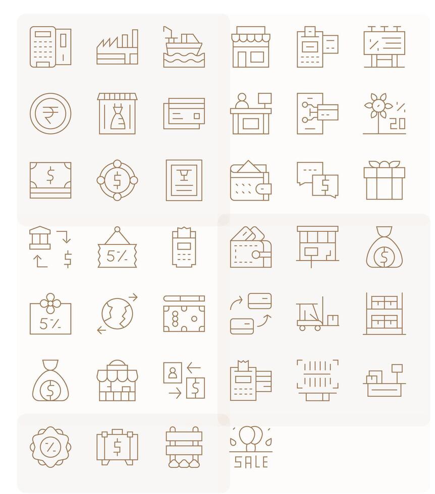 Commerce Icon Toolkit featuring 40 Pixel Aligned 256x256 Thin Line elements vector
