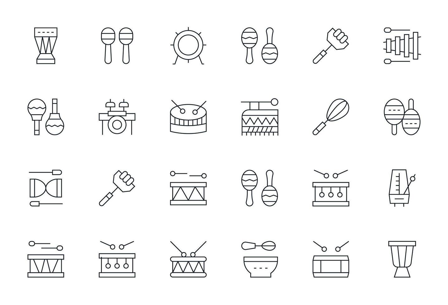 Beat Icon Repository containing 24 Thin Line High Resolution Editable graphics vector