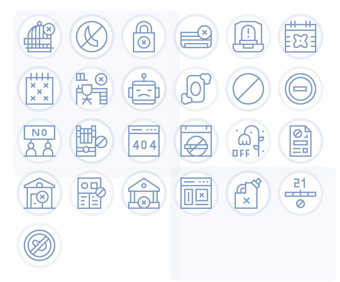 Unavailable Icon Toolkit featuring 25 Pixel Aligned 128x128 Regular Line elements vector
