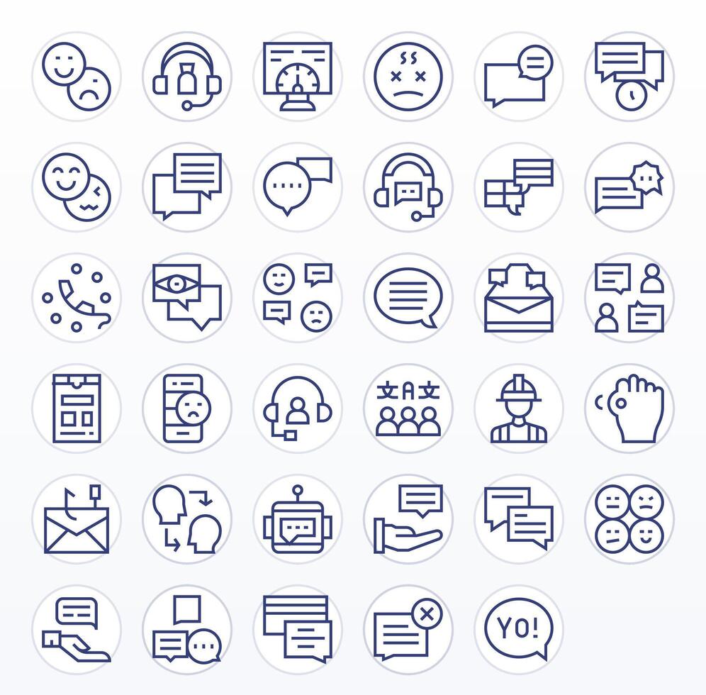 Response 128x128 Icon Pack with 35 Regular Line Display Perfect Elements vector