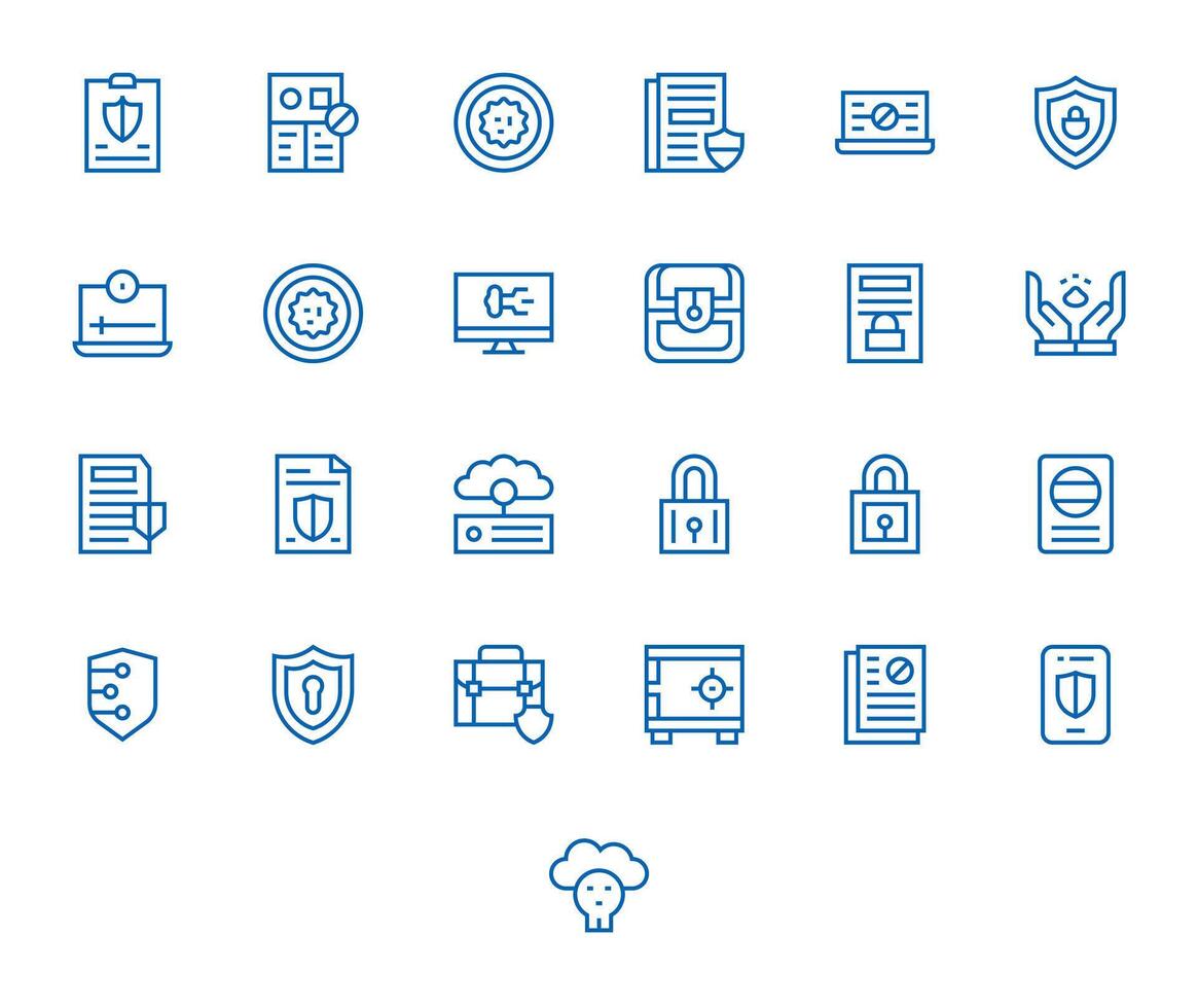 25 Icons for Information Security optimized in PIXEL Perfect High Resolution Regular Line resolution vector