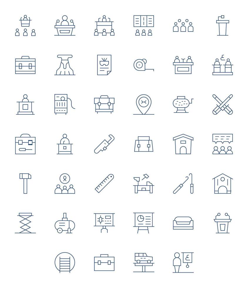 Workshop Icon Library with 40 Thin Line Retina Ready Pixel Aligned Designs vector