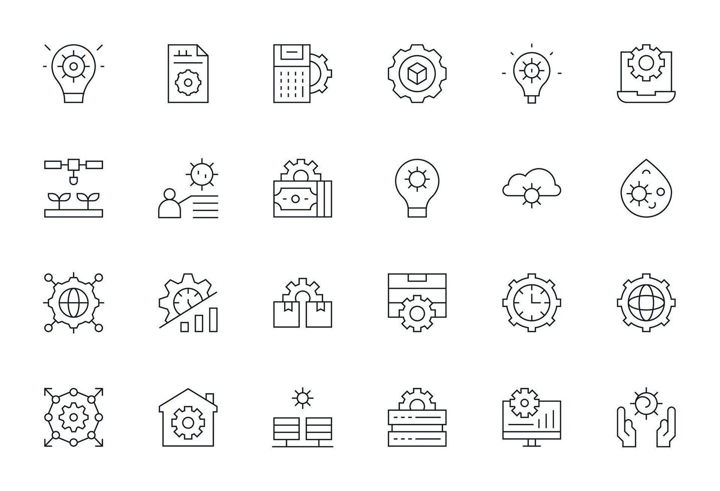 24 Thin Line Grid Fitted Icons for Optimization Graphics vector