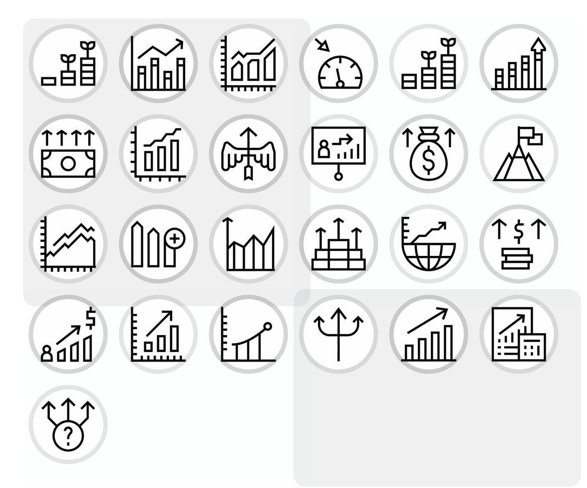 25 Regular Line Display Perfect Icons crafted for Upward Trend 128x128 applications vector