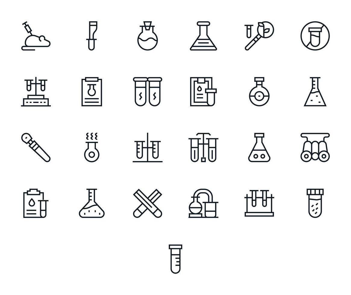 25 Regular Line Icons for Experimentation in crisp 128x128 Grid Fitted resolution vector
