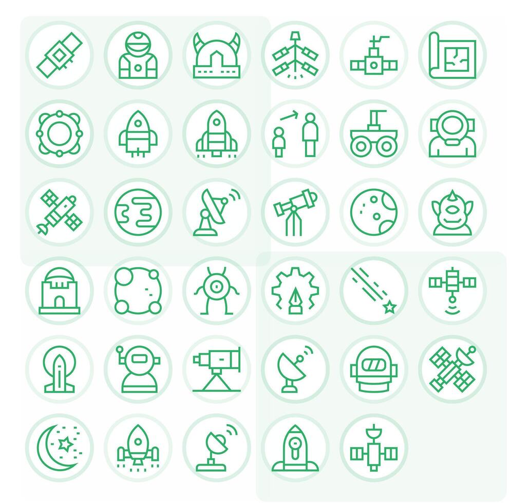 35 Regular Line Icons designed for Space in 128x128 Display Perfect format vector