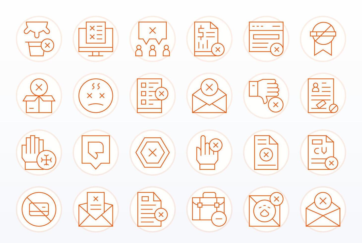 24 128x128 Thin Line Grid Fitted Icons for Not Accepted Projects vector