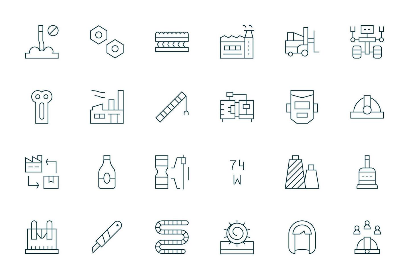 24 Pixel Aligned Thin Line Icons designed for Manufacturing Interface vector