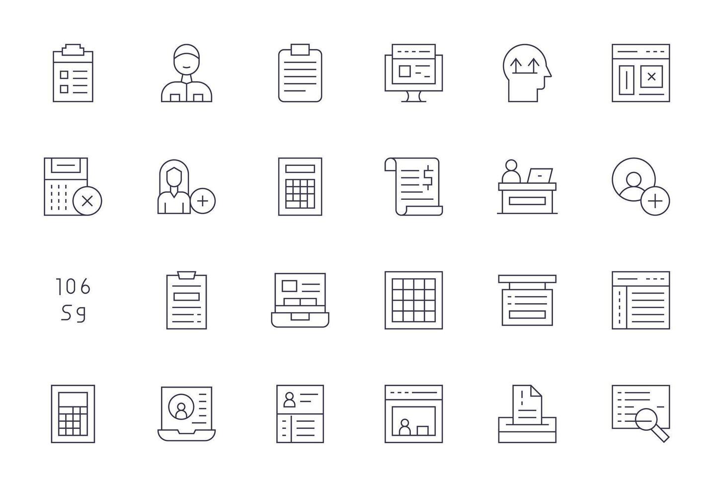 Data Entry Scalable Set featuring 24 Grid Fitted Thin Line 64x64 Icons vector